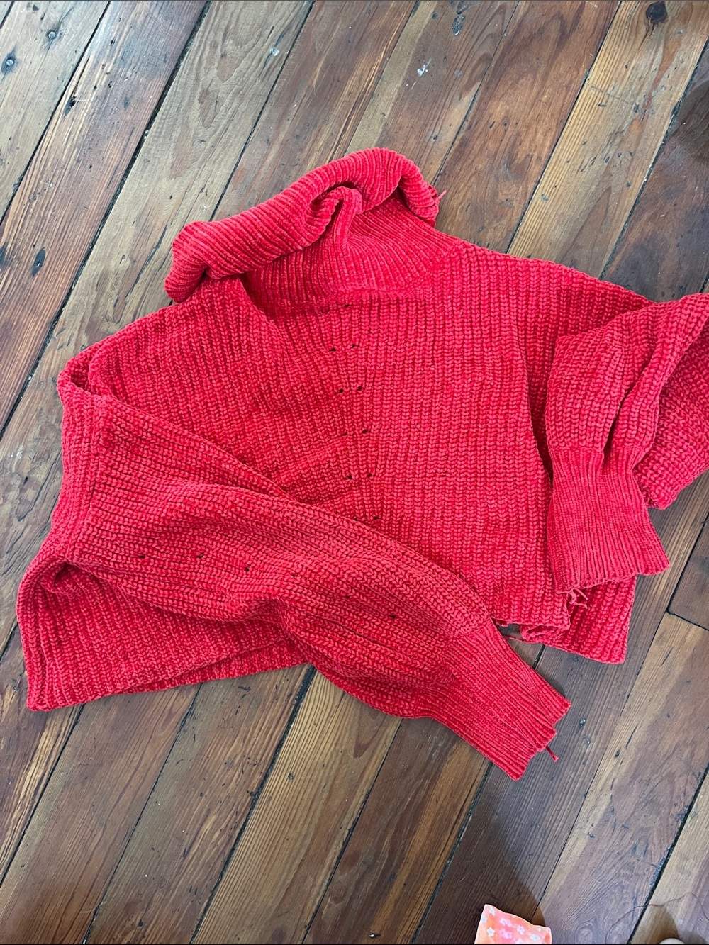 Cozy Red Turtleneck Knit Sweater